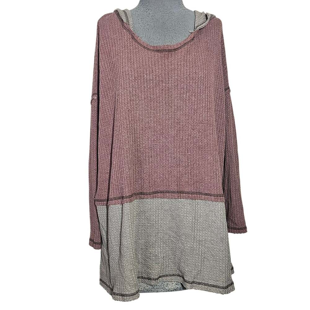 Waffle Knit Hooded Top Size Medium